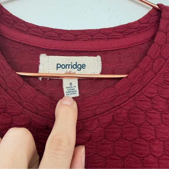 Porridge Burgundy Top with Plaid Sleeves - Picture 4 of 6